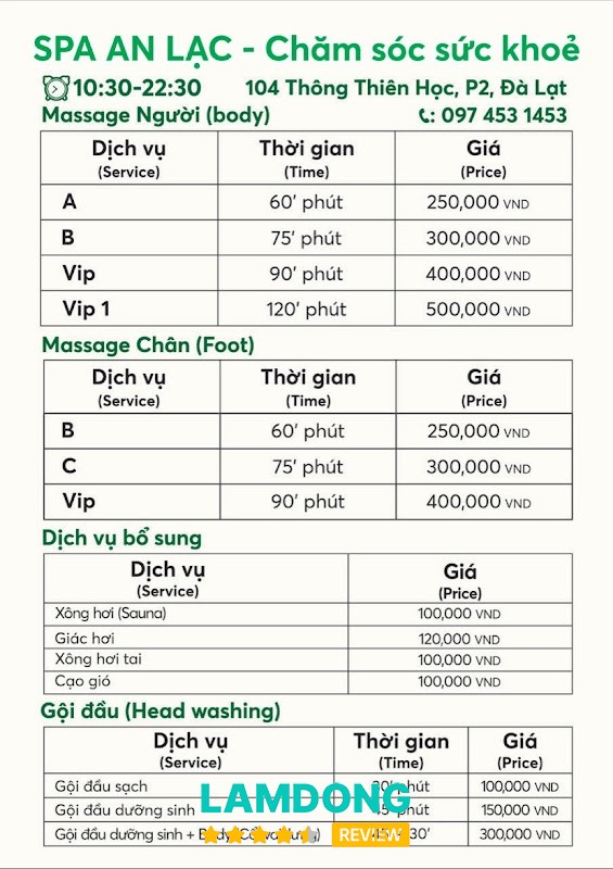 Spa Massage An Lạc Đà Lạt – Thông Thiên Học
