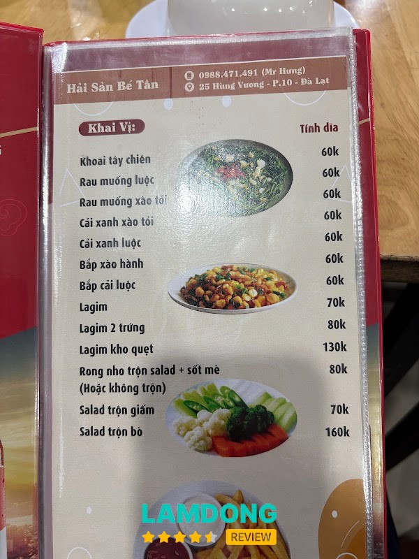 Hải sản Bé Tân món hải sản Đà Lạt
