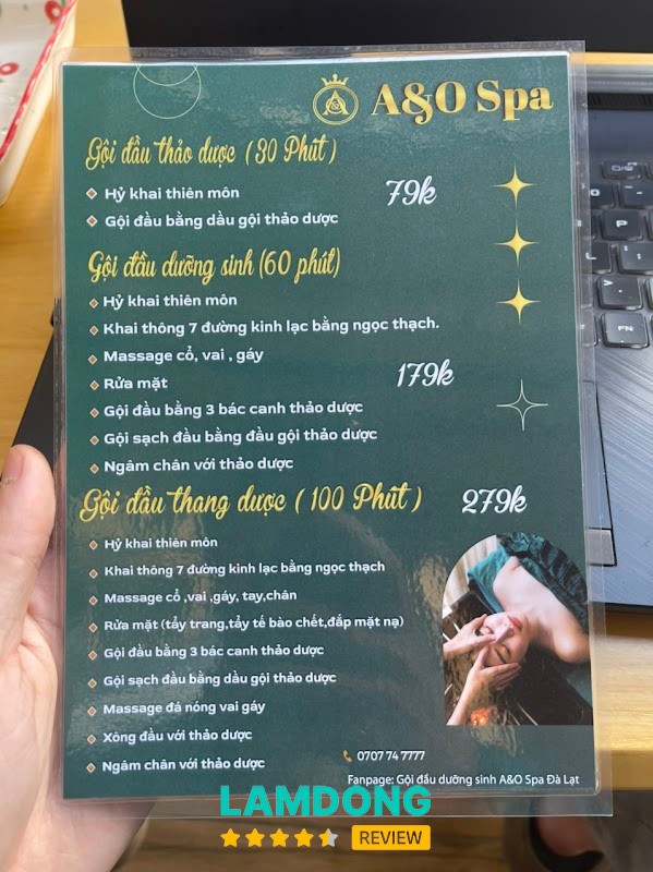 Gội đầu dưỡng sinh A&O Spa Đà Lạt – 52 Tô Ngọc Vân