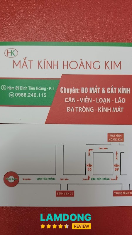 Mắt Kính Hoàng Kim – khu vực cửa hàng