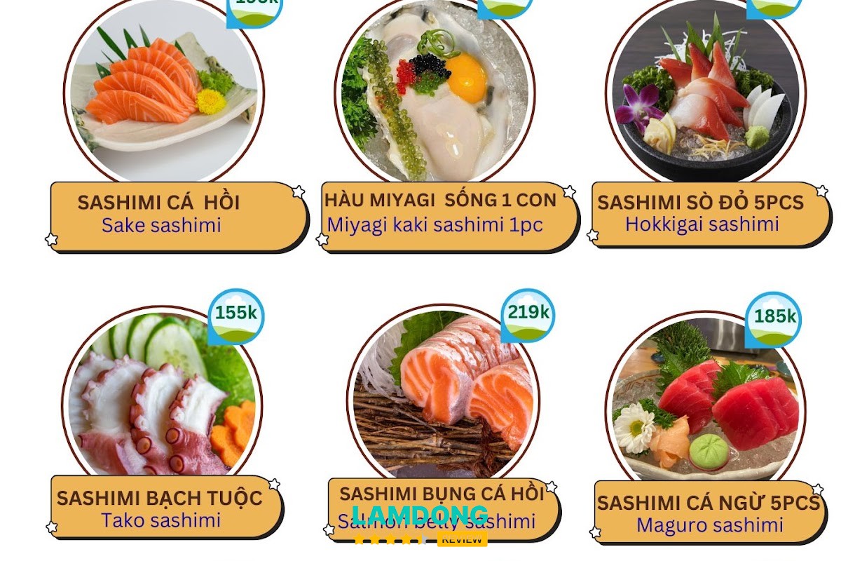 Các món Nhật tại Fujiya Sushi Đà Lạt