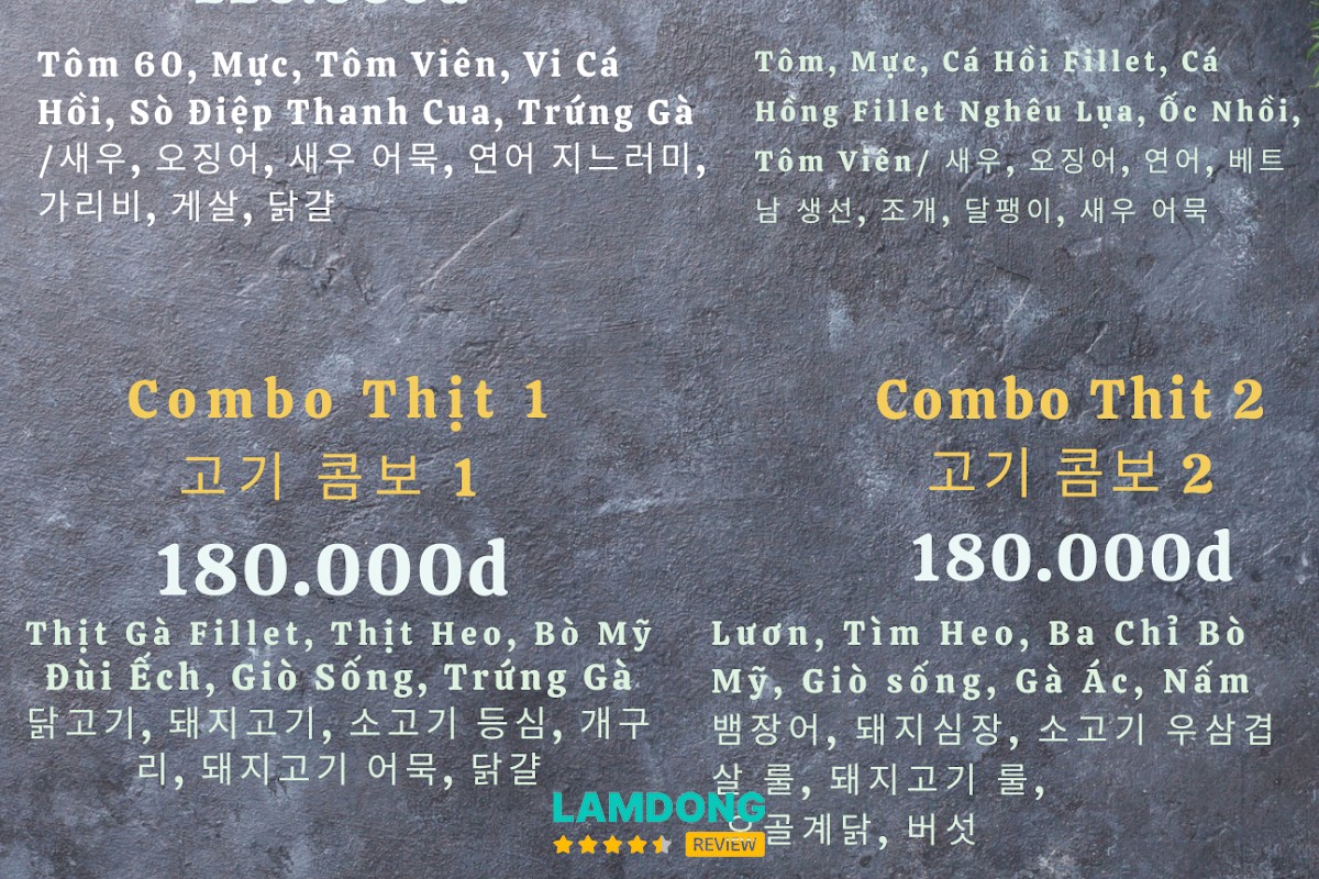 Hình ảnh menu tại Buffet Rau RobinSon Đà Lạt