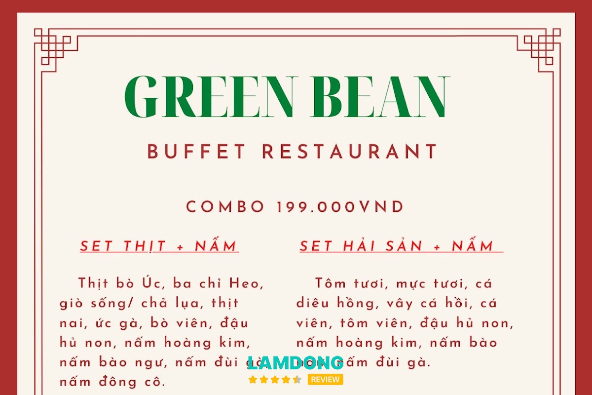 Menu Buffet Rau - Green Bean tại Đà Lạt