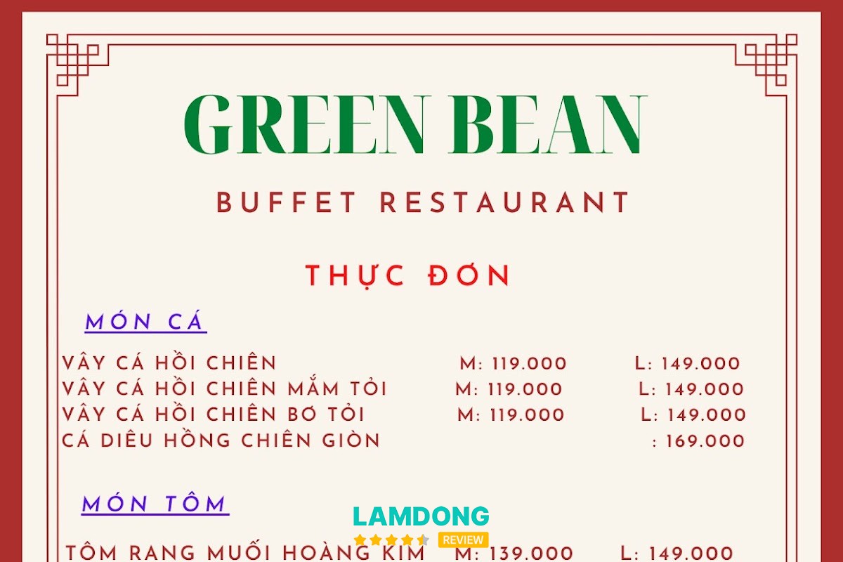 Hình ảnh menu tại Buffet Rau - Green Bean