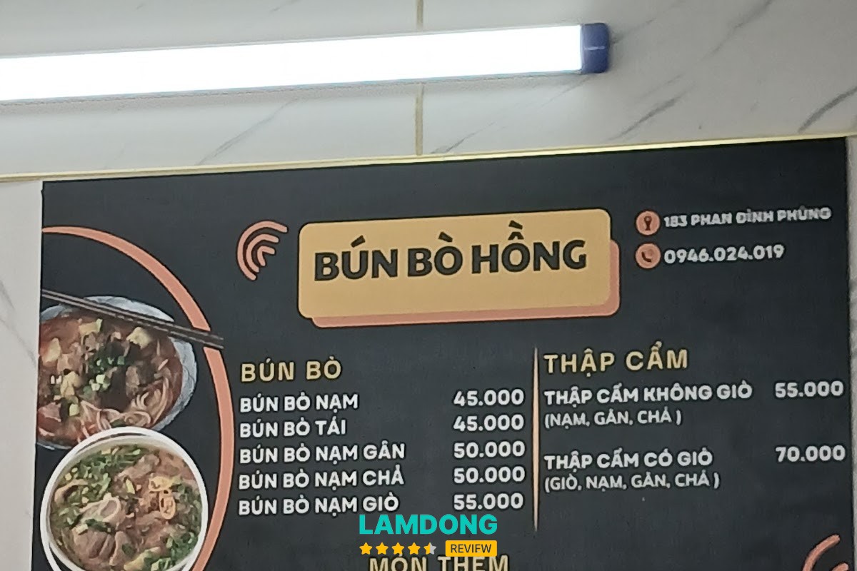 Hình ảnh menu Bún Bò Huế Hồng