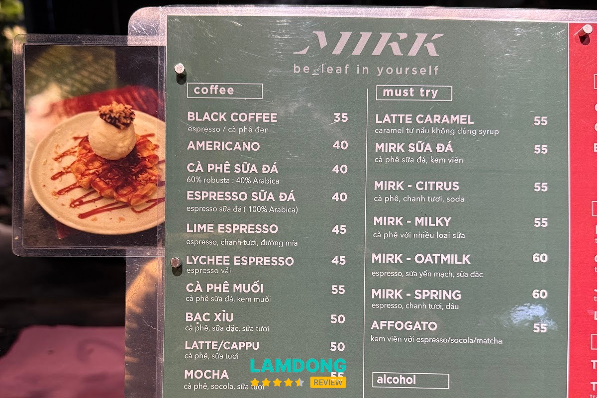 Menu MIRK Đà Lạt