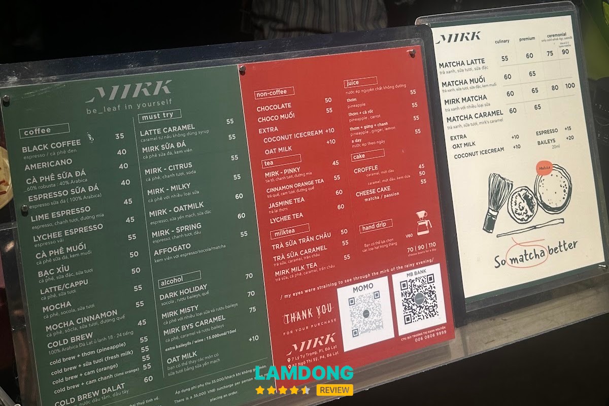 Hình ảnh đồ uống tại MIRK