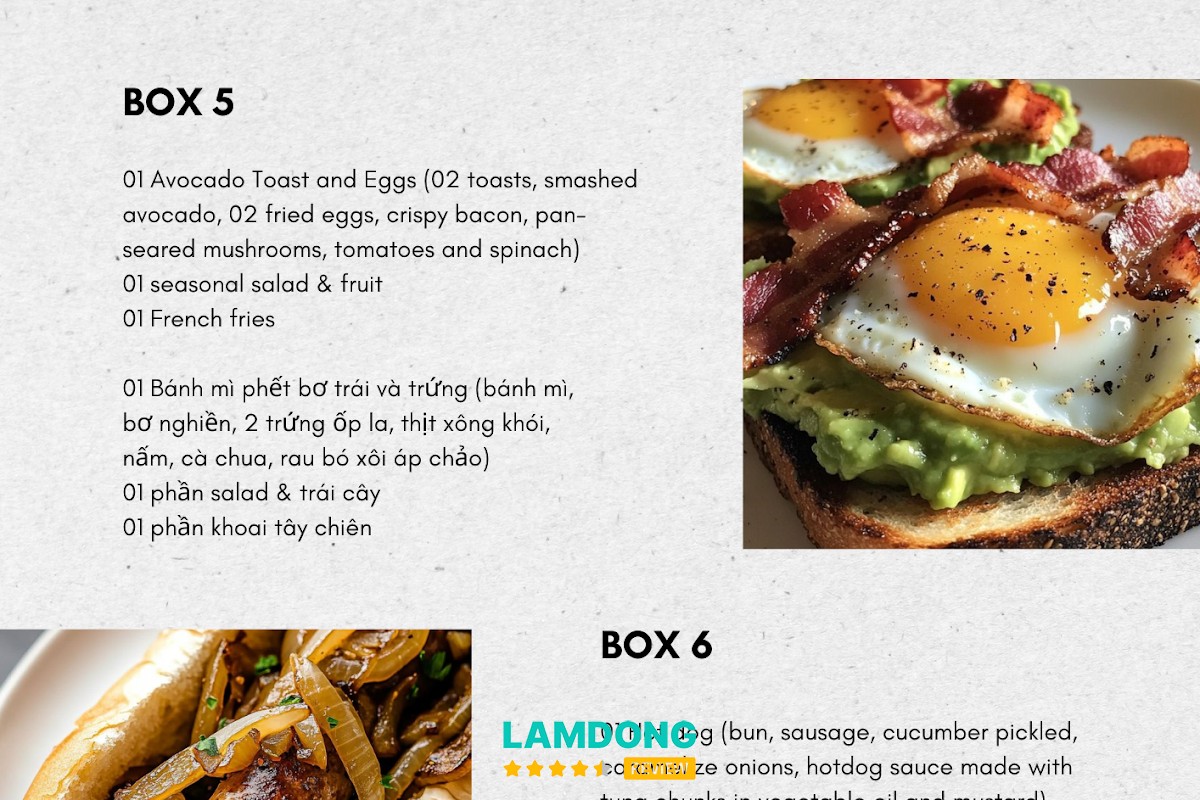 Menu The Brunch Box Đà Lạt
