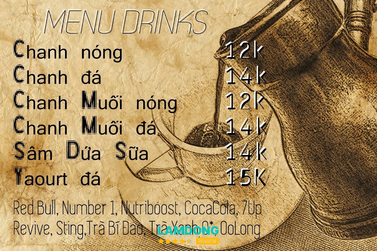 Menu Cà Phê Vui Đà Lạt