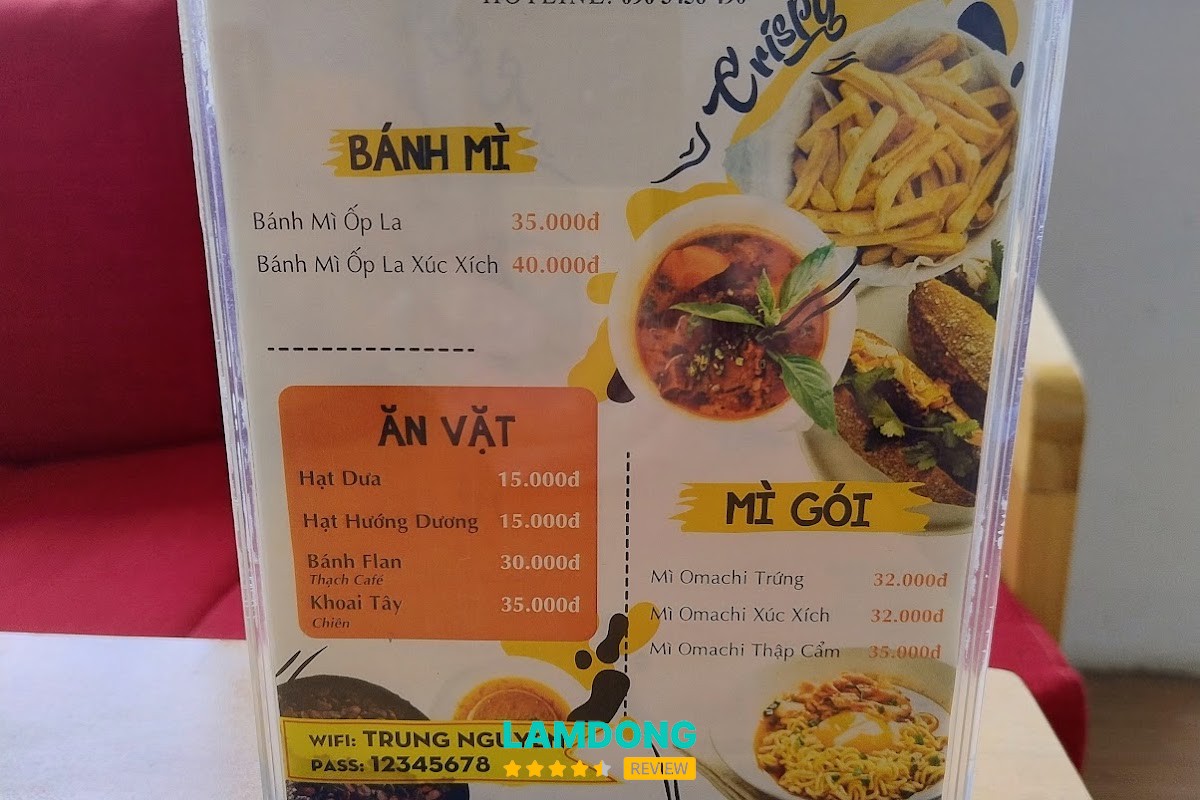 Menu Home.Coffee Đà Lạt