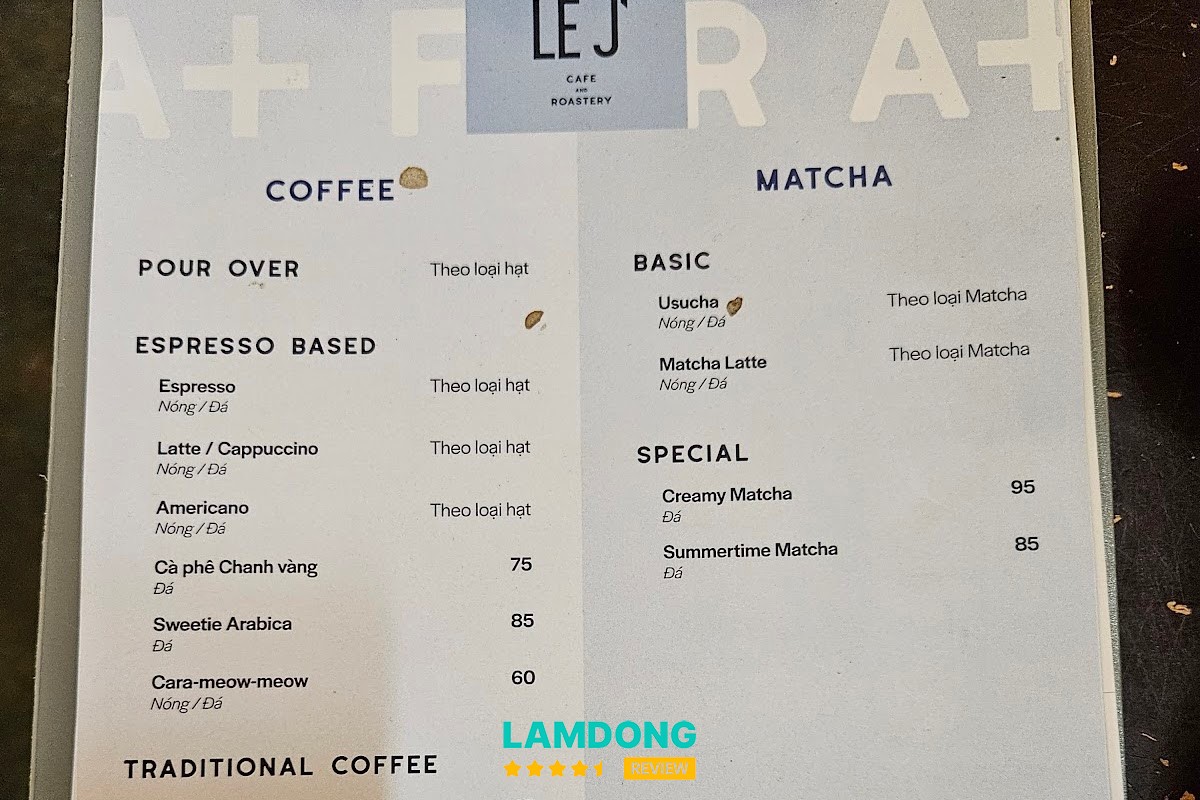 Đồ uống tại Le J' cafe
