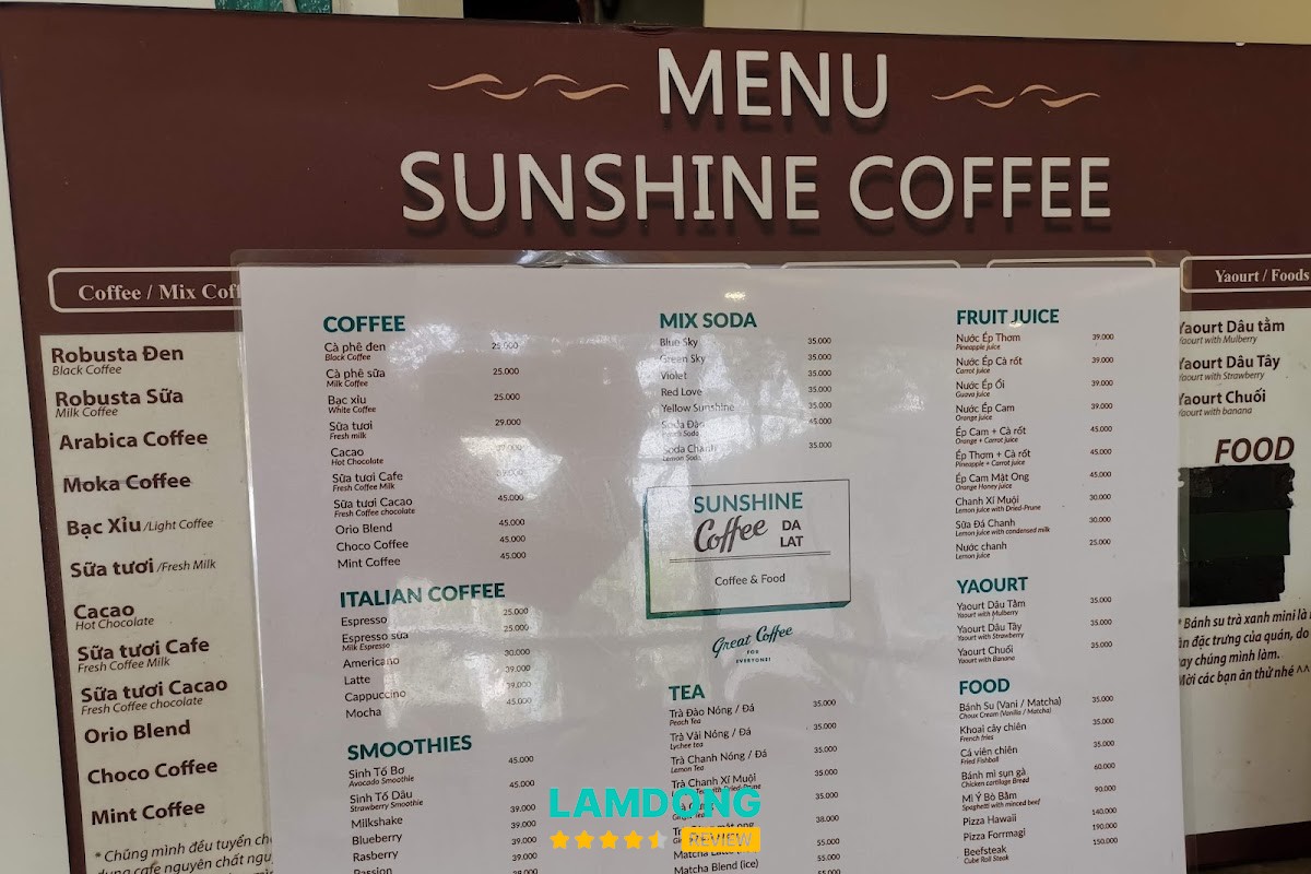 Sunshine Coffee Dalat nhìn về Hồ Xuân Hương