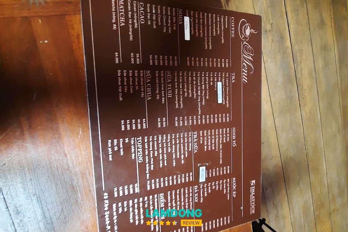 Menu tại Đà Lạt View