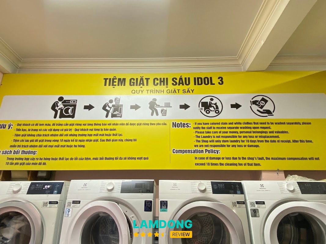 Tiệm giặt Chị Sáu Idol 3 – không gian giặt sấy