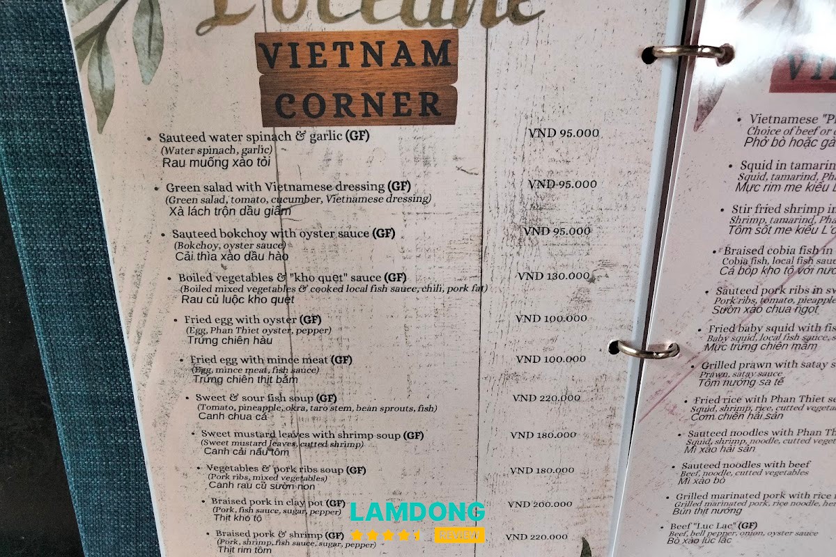 Menu tại L'Oceane Restaurant