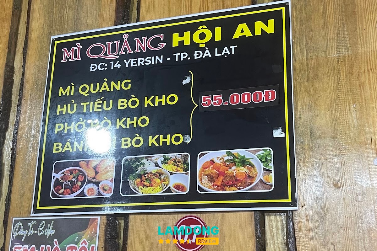 Menu Mì quảng Hội An Đà Lạt