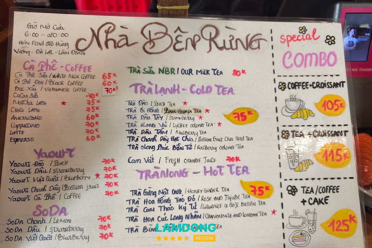 Menu tại Nhà Bên Rừng