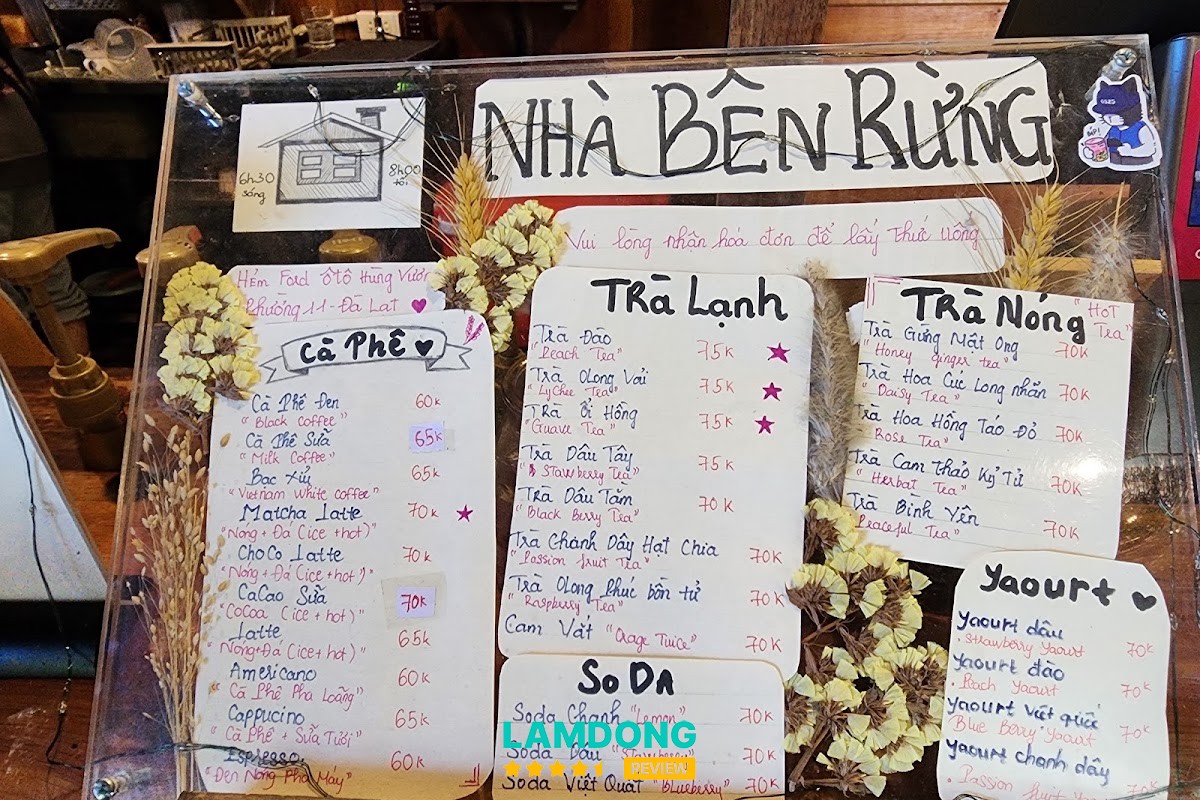 Menu tại Nhà Bên Rừng