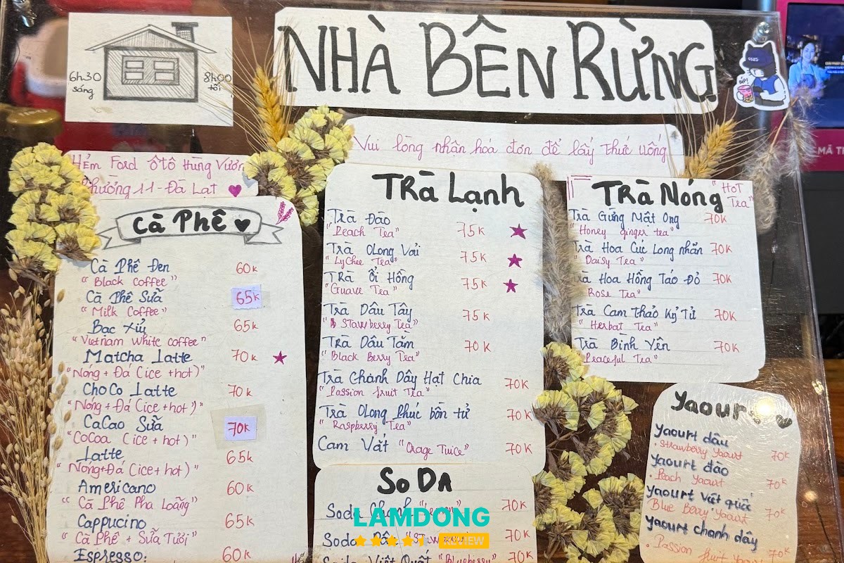 Menu tại Nhà Bên Rừng