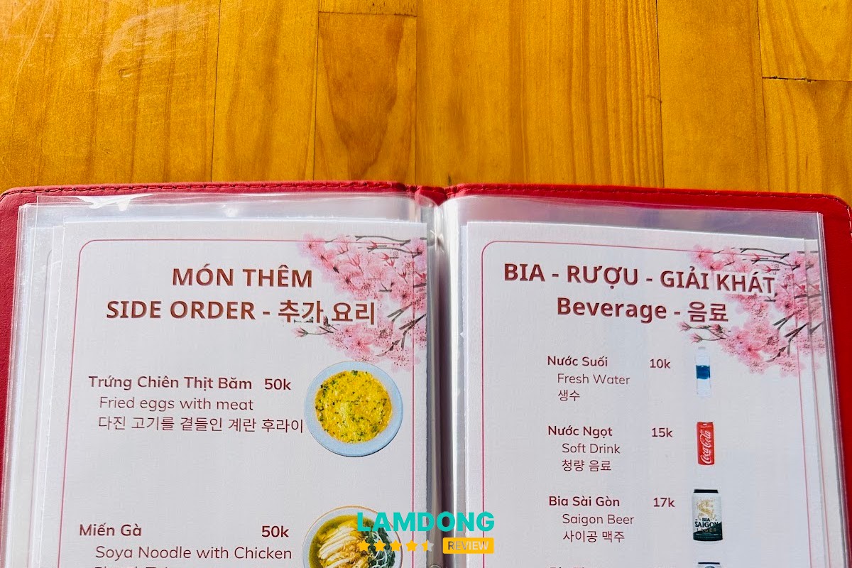 Menu Quán ăn gia đình Giang Thảo