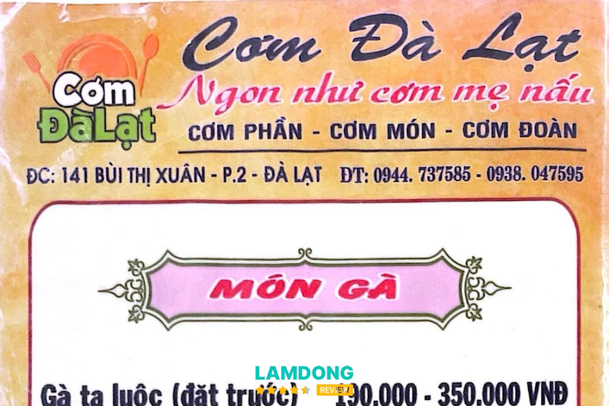 Menu Cơm Đà Lạt