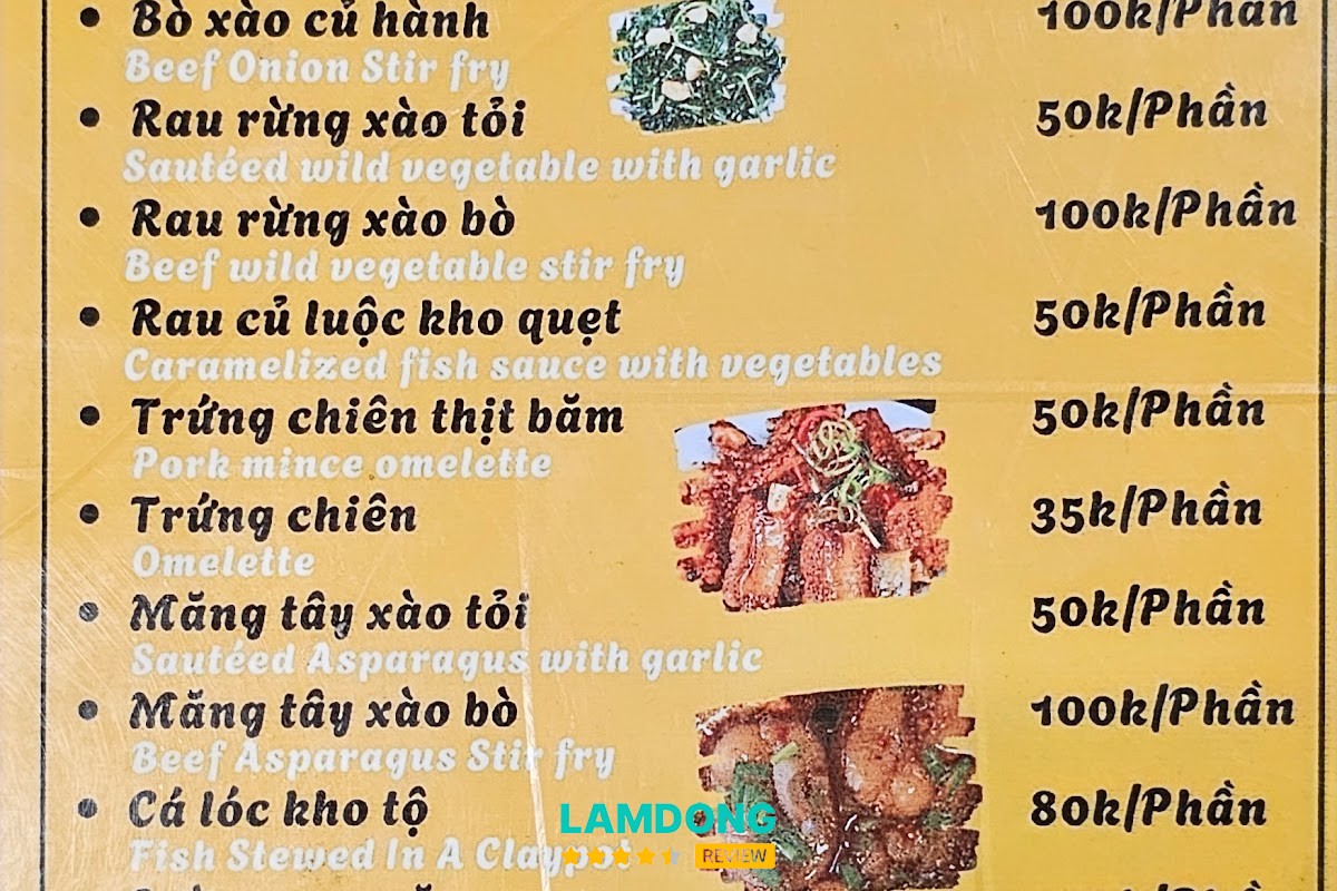 Hình ảnh thực đơn Bếp Cậu Ba