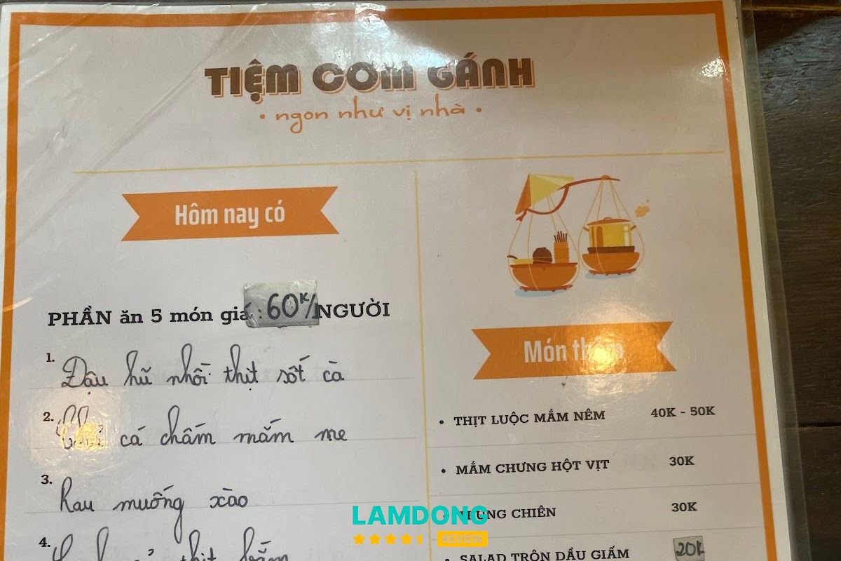 Menu Tiệm Cơm Gánh