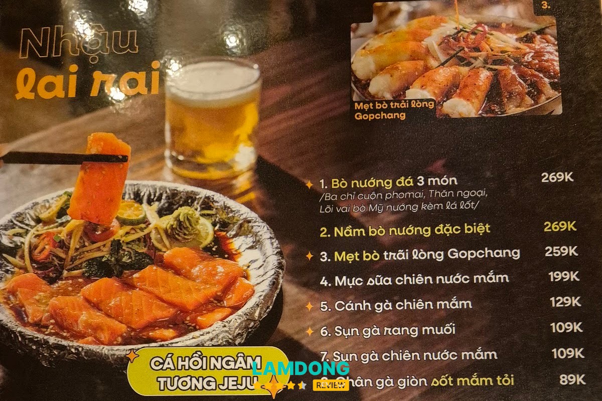 Menu NẬM NƯỚNG 1900 tại Đà Lạt