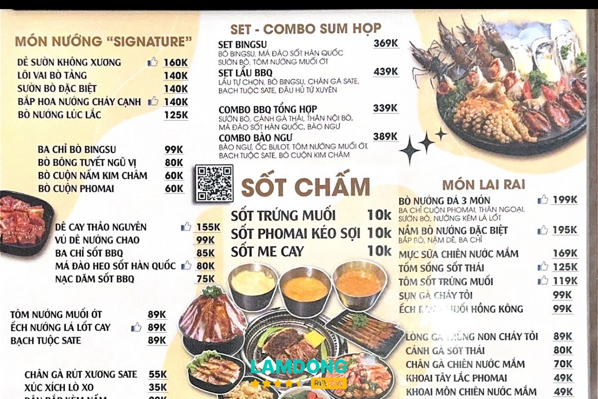 Hình ảnh menu tại NẬM NƯỚNG 1900