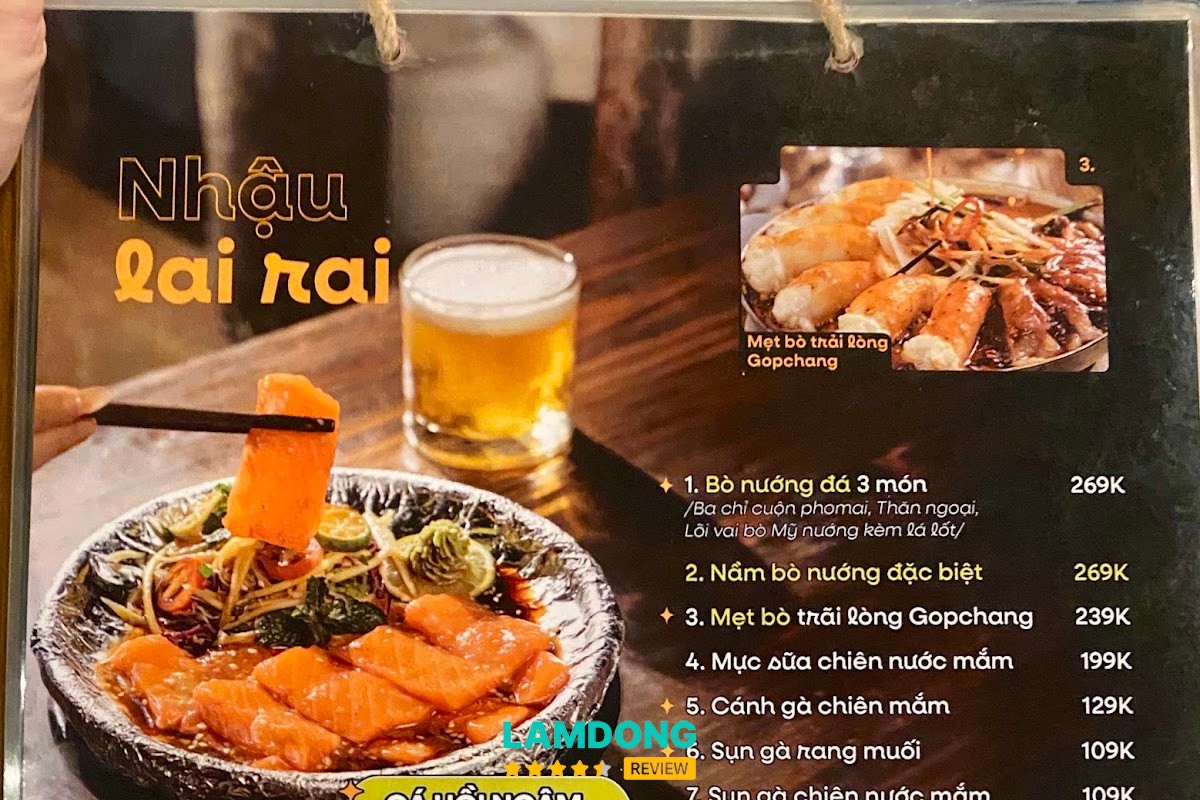 Hình ảnh menu tại Nậm Nướng Đà Lạt