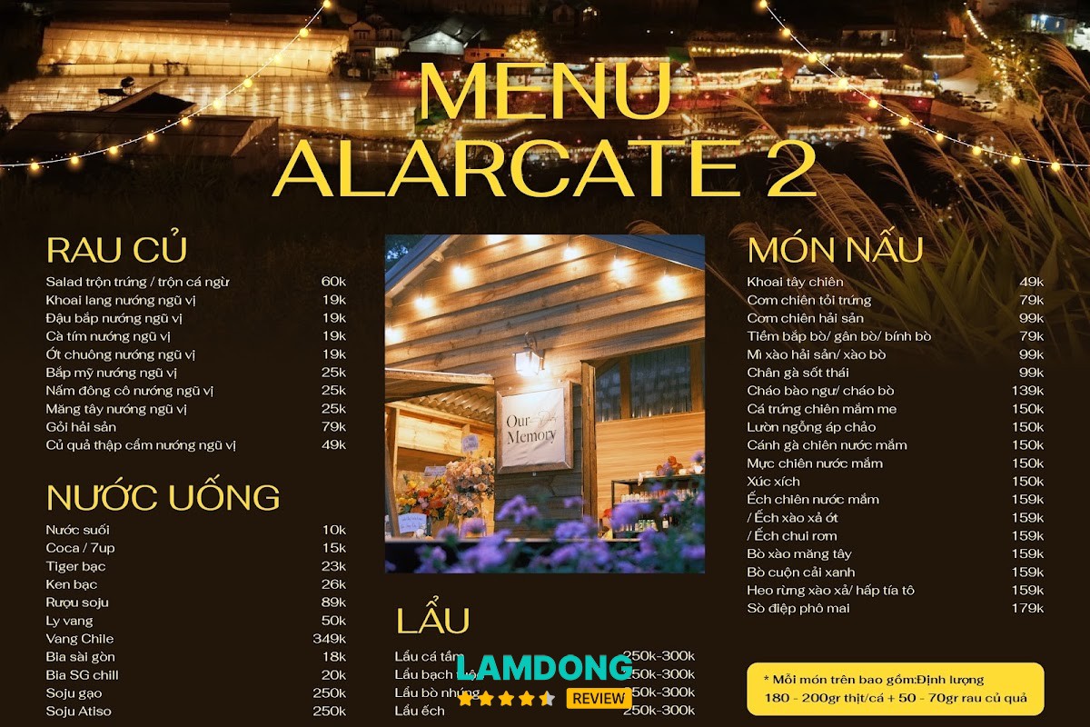 Hình ảnh menu tại Tiệm nướng Our Memory