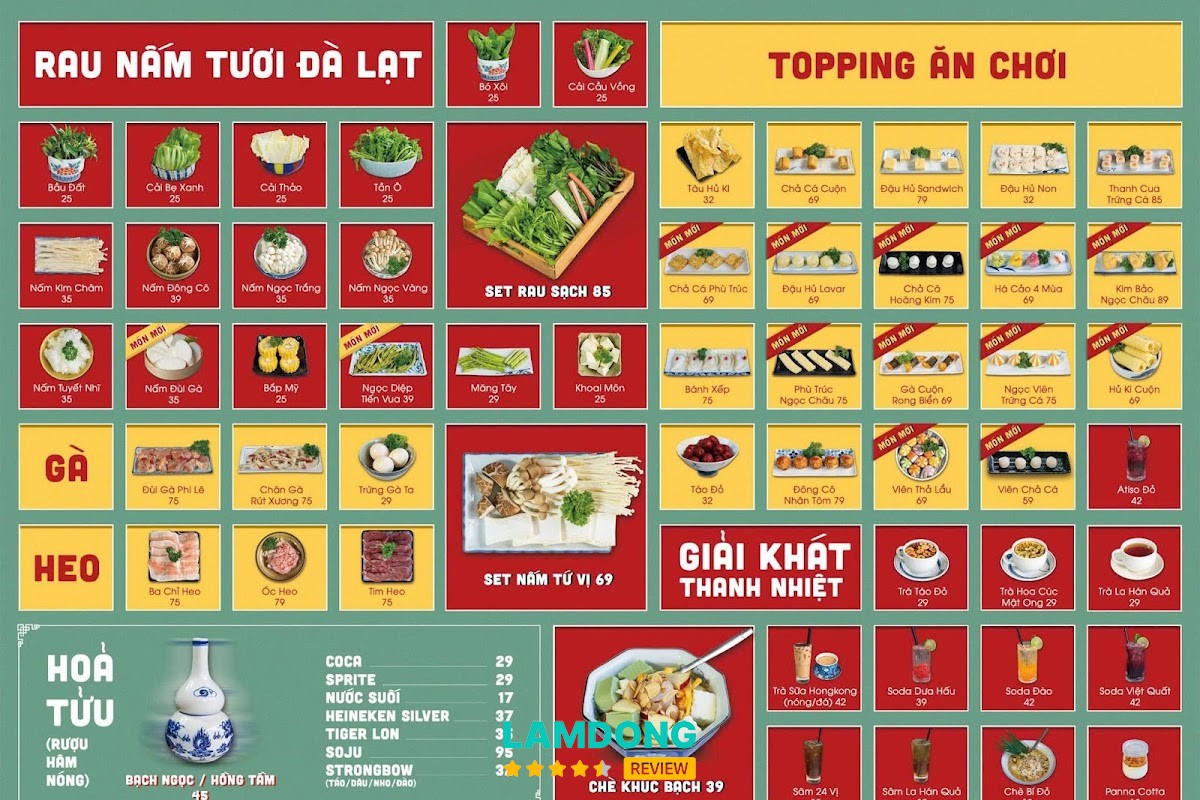 Menu Xuyên Tiêu - Lẩu Hong Kong tại Đà Lạt