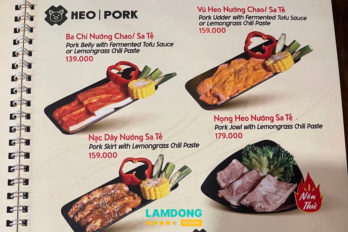 Hình ảnh menu tại Quán Nướng Chill in Dalat