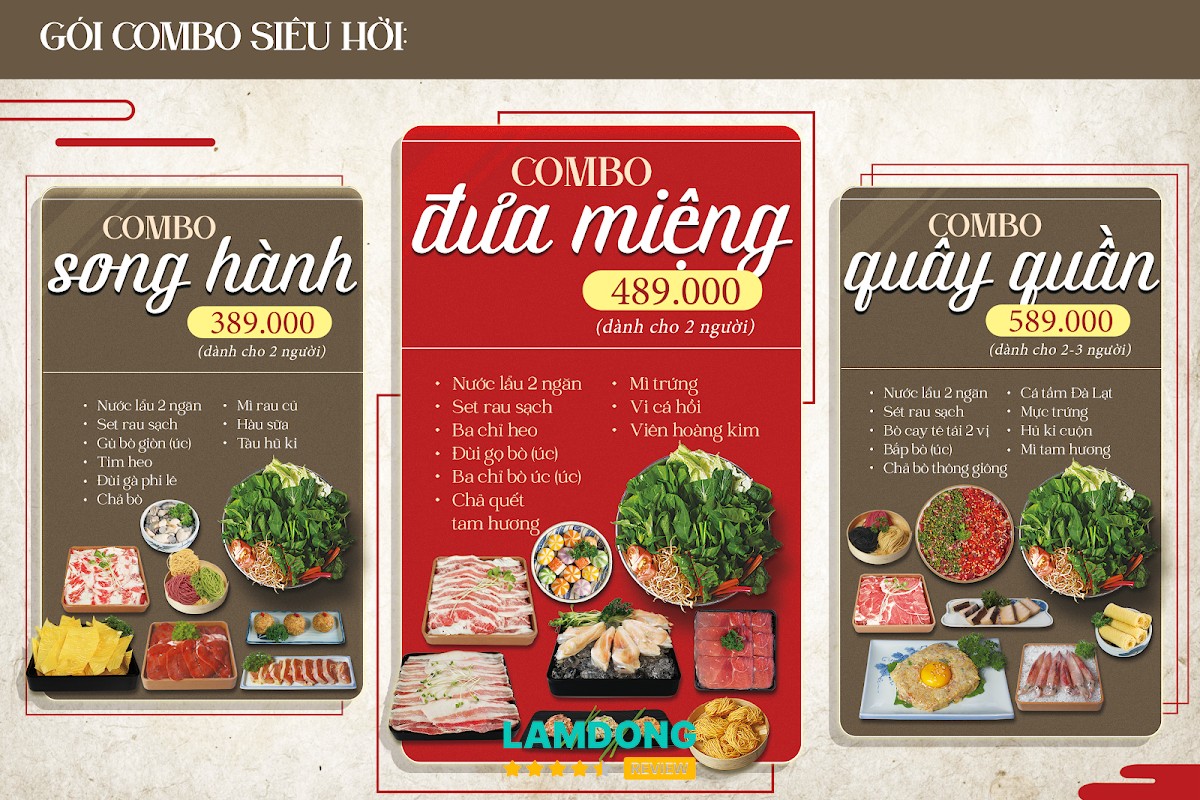 Menu Tiệm Lẩu Thông Giông tại Đà Lạt