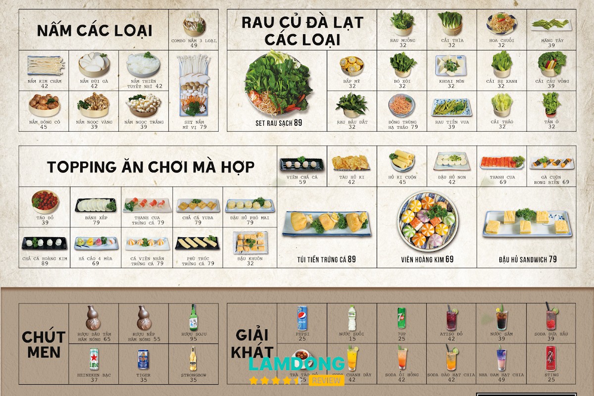 Hình ảnh menu tại Tiệm Lẩu Thông Giông