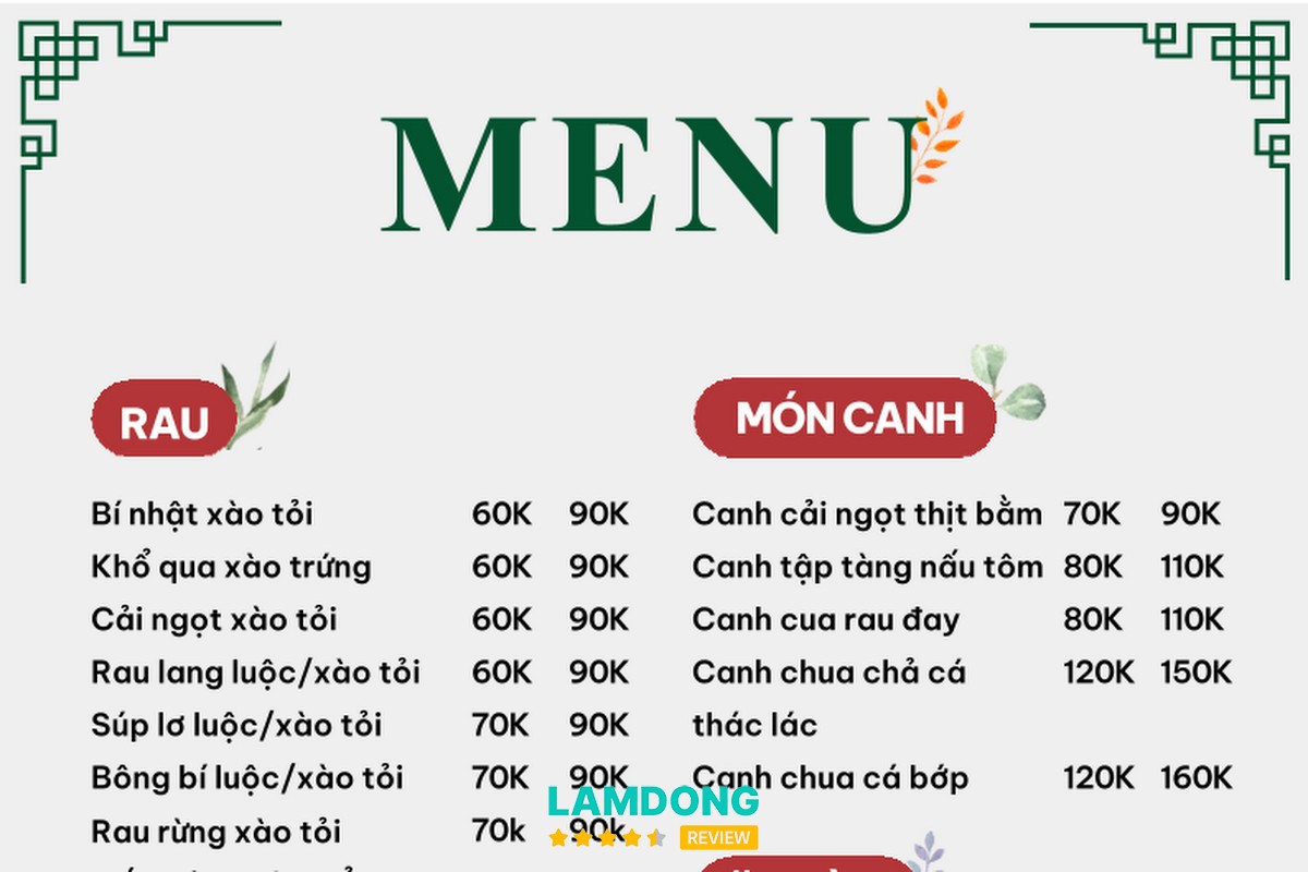 Không gian Quán cơm Linh Đà Lạt
