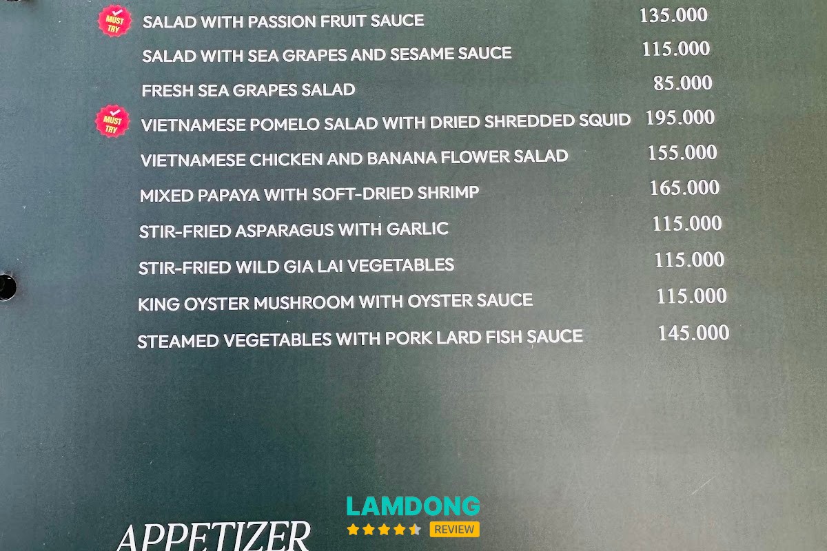 Hình ảnh menu tại Nhà hàng Túi Mơ To Garden Restaurant