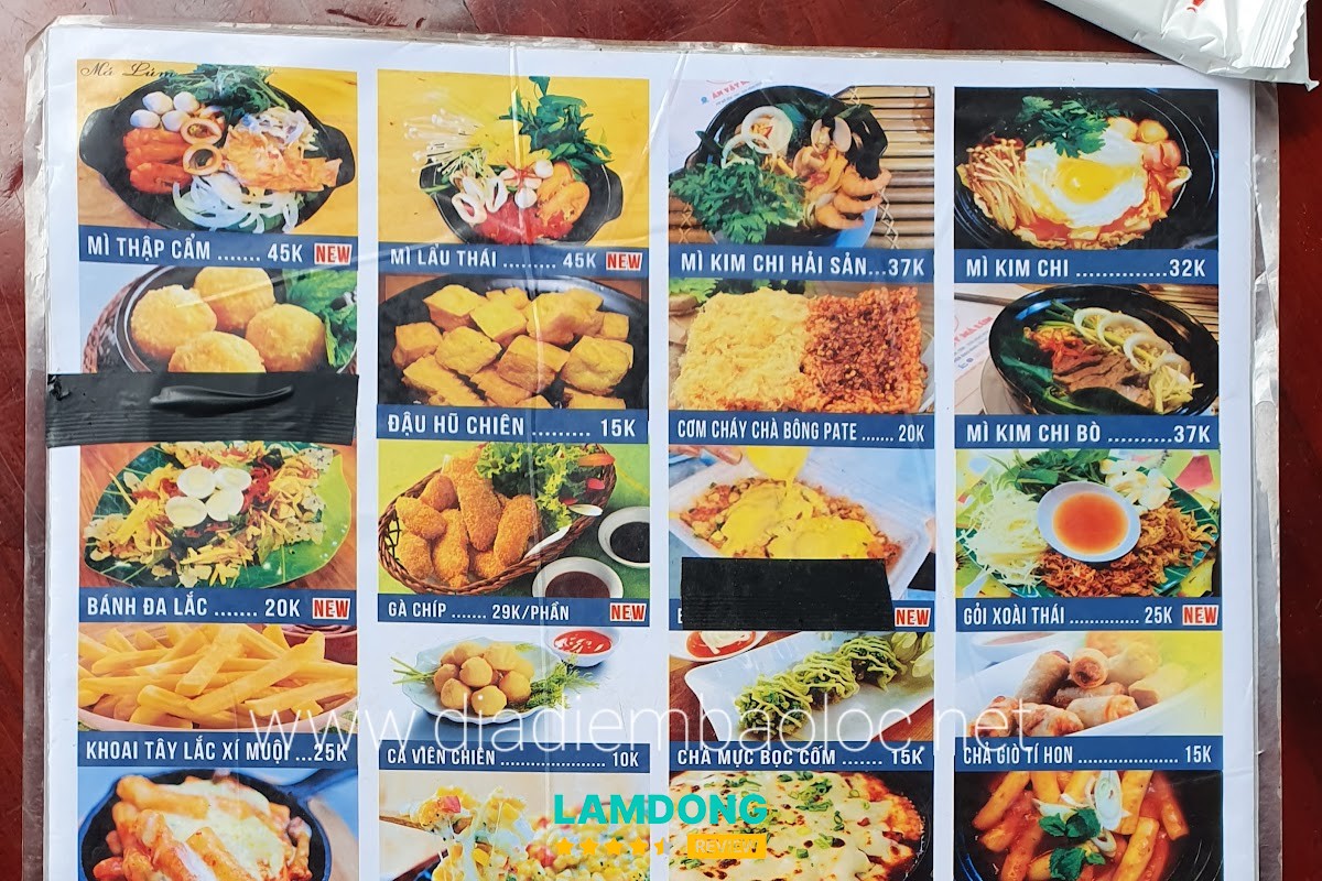 Bảng menu Ăn vặt Má Lúm