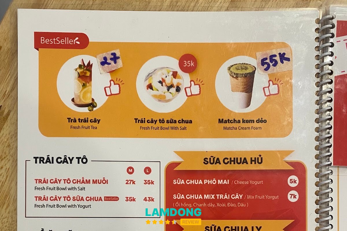 Menu tại MÂY HỒNG