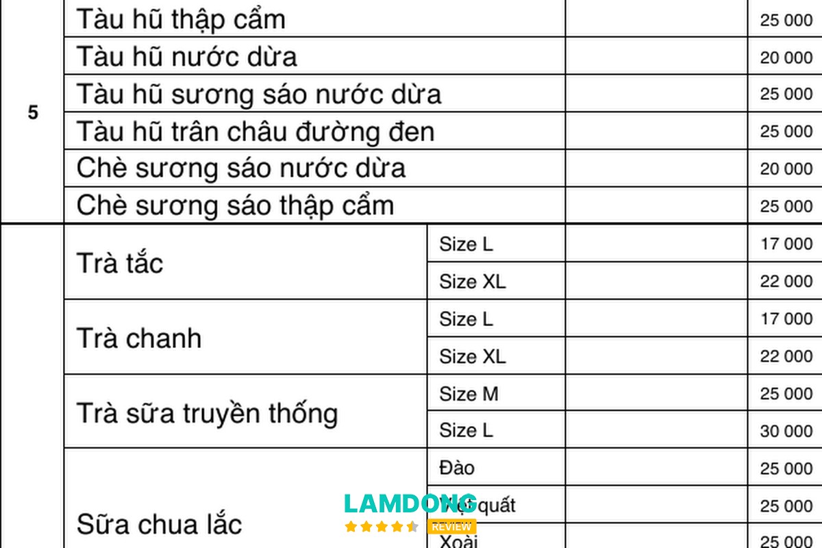 Bảng menu Ăn vặt Châu Châu