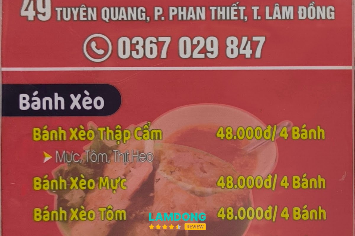 Bảng menu Bánh Xèo bánh căn cây phượng