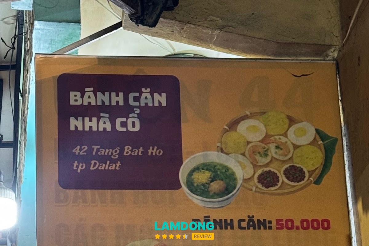 Menu Bánh Căn Nhà Cổ tại Đà Lạt