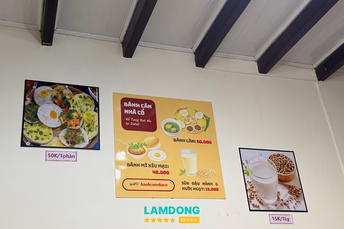 Hình ảnh menu tại Bánh Căn Nhà Cổ