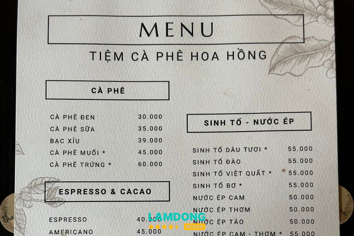 Tiệm cà phê Hoa hồng tại Đà Lạt