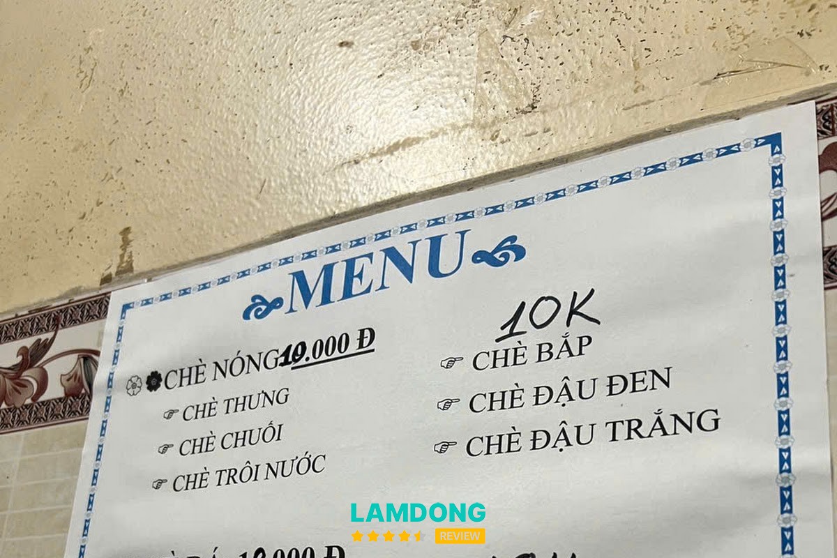 Menu tại Quán Chè Hé