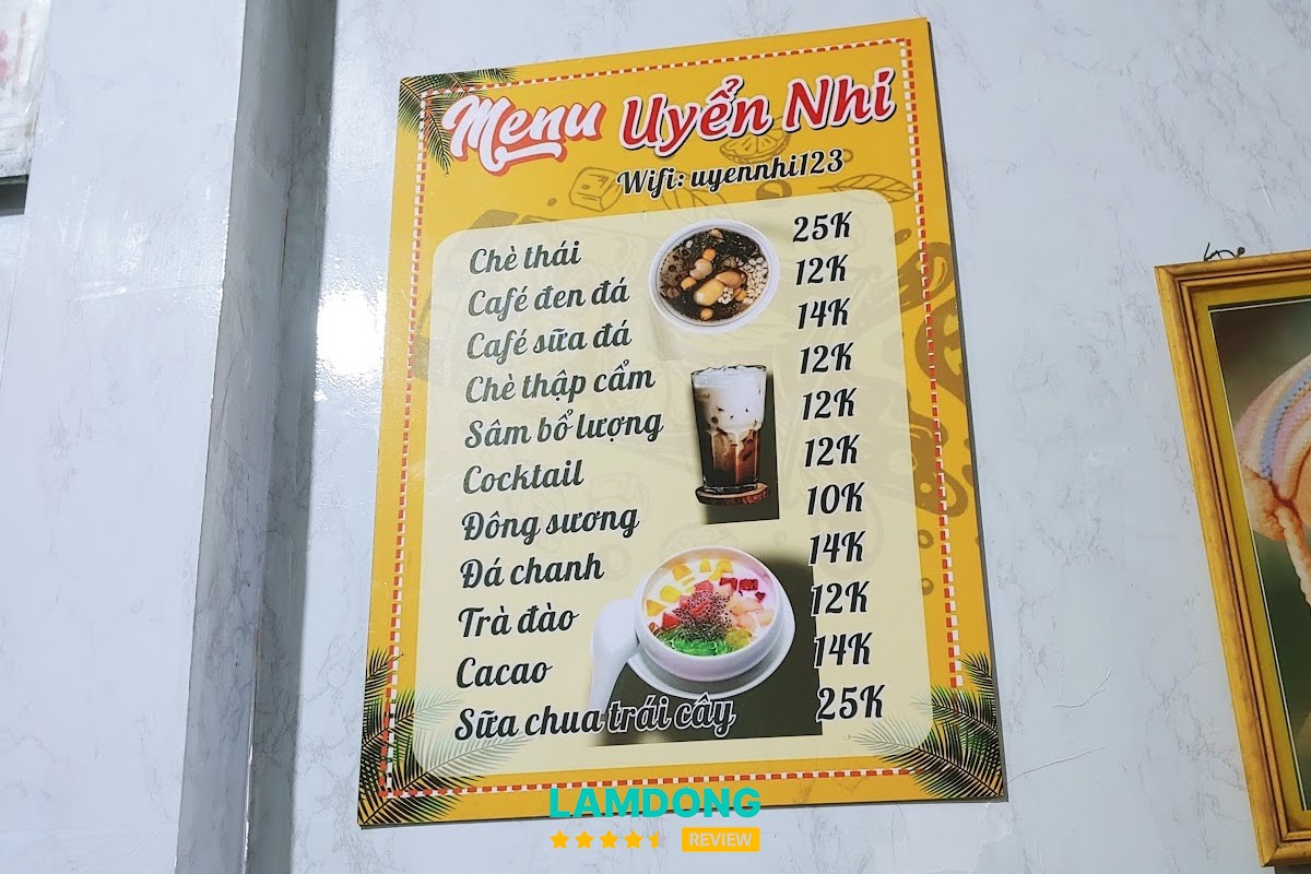 Bảng menu Chè Uyển Nhi