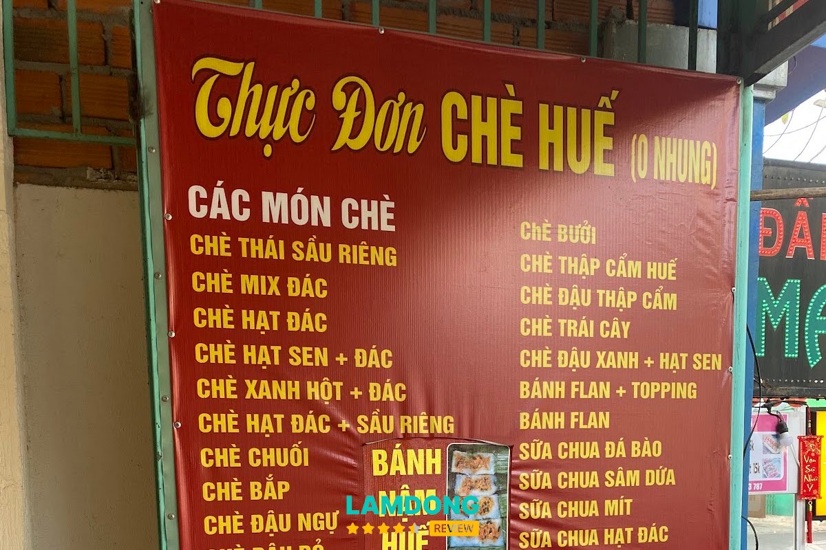 Menu Chè Huế O Nhung