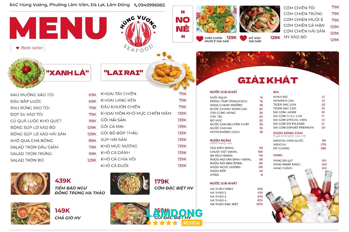 Bảng menu Ẩm Thực Dê Hùng Vương
