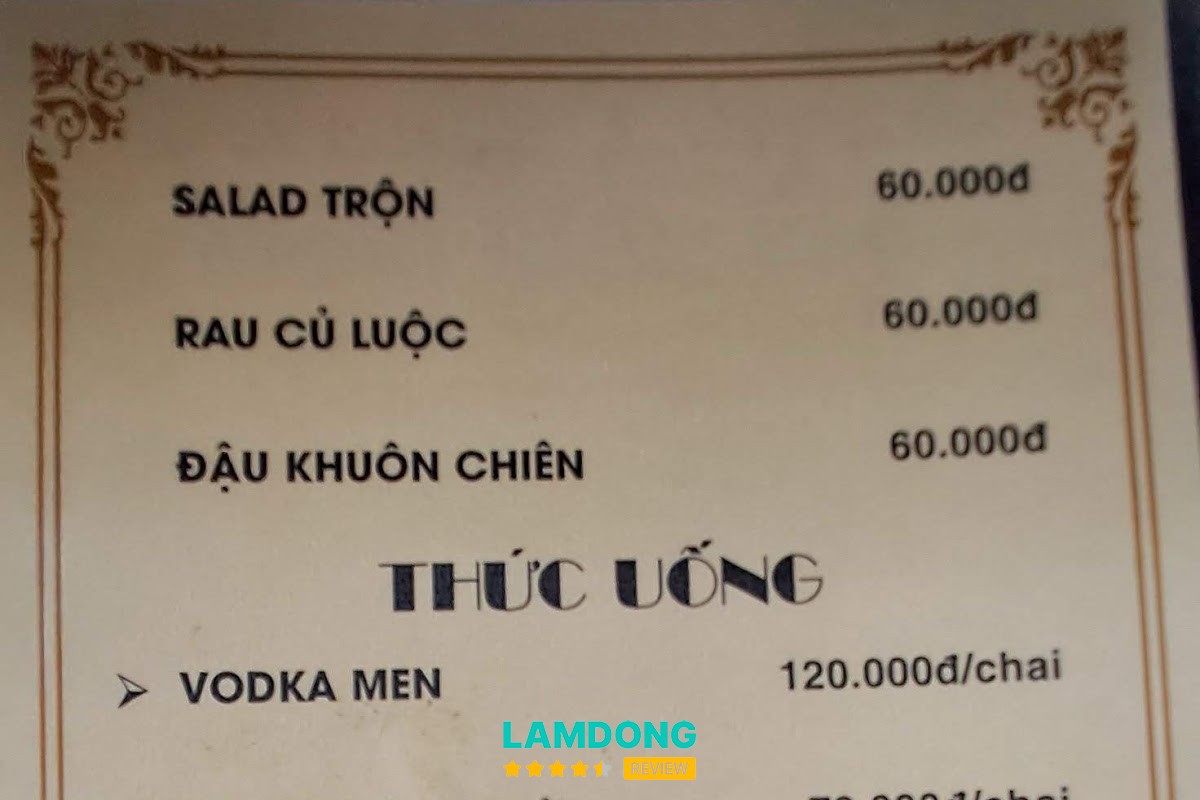 Bảng menu Quán Dê DIỆU THÔNG