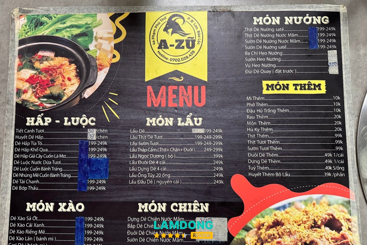 Menu Lẩu Dê A - Zũ